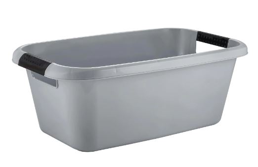 Таз BERGEN 30л с ручками прямоугольный 600х365х225мм серый шторм